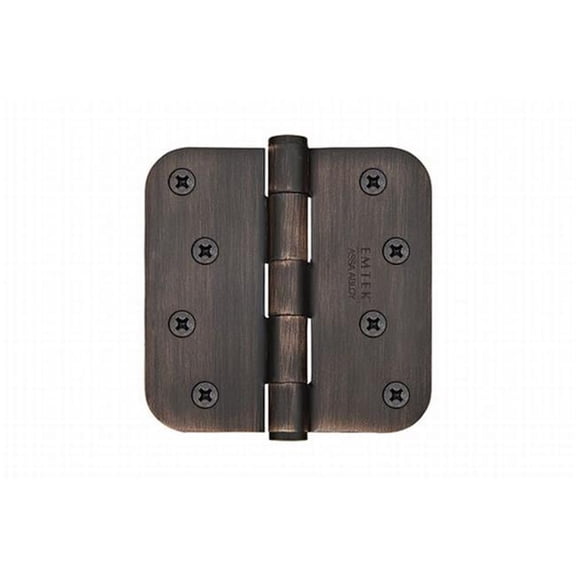 Emtek 91034US10B 4 x 4 in. - 0.625 in. Radius Steel Residential Duty Hinges, Oil Rubbed Bronze - Set of 2