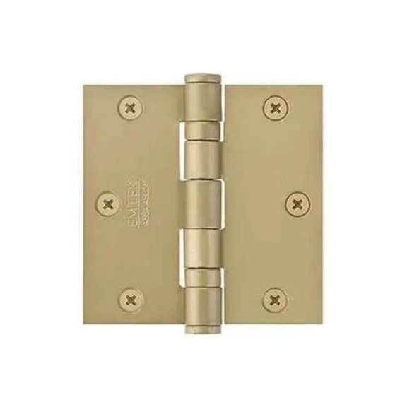 Emtek 94013US7 3.5 x 3.5 in. Square Heavy Duty Steel Ball Bearing Hinges, French Antique Brass Finish - Pack of 2