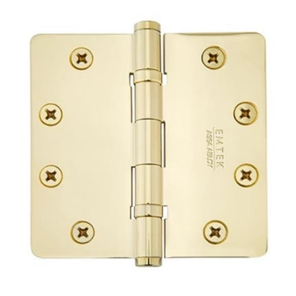 Emtek 94024US7 4 x 4 x 0.25 in. Radius Steel Heavy Duty Ball Bearing Hinges, French Antique Brass Finish - Pack of 2