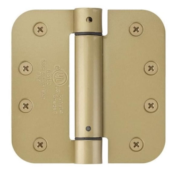 Emtek 95034US4 4 x 4 x 0.62 in. Radius UL Steel Spring Hinges, Satin Brass Finish - Pack of 2