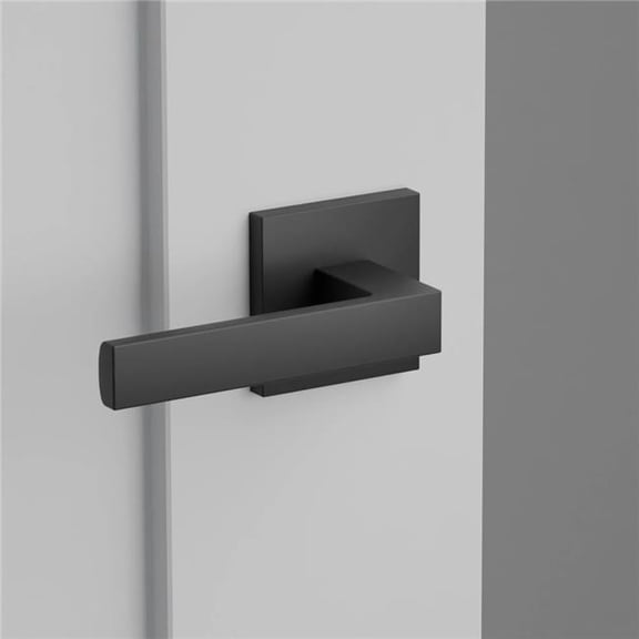 Emtek C5210DTUS19 2.375 in. Dumont Backset Privacy Lever with Square Rose & CF Mechanism for 1.375 To 1.75 in. Door - Flat Black Finish