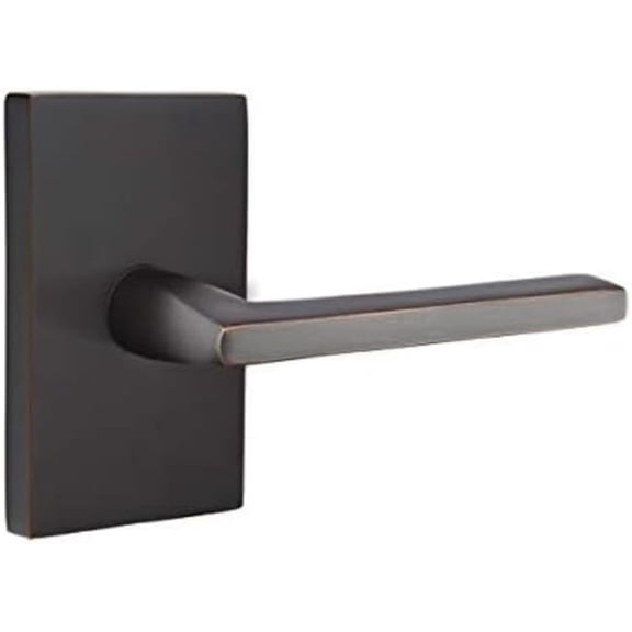 Emtek C5212HLOUS10B 2.375 in. Helios Backset Privacy Lever with Modern Rectangular Rose & CF Mechanism for 1.375 To 1.75 in. Door - Oil Rubbed Bronze Finish