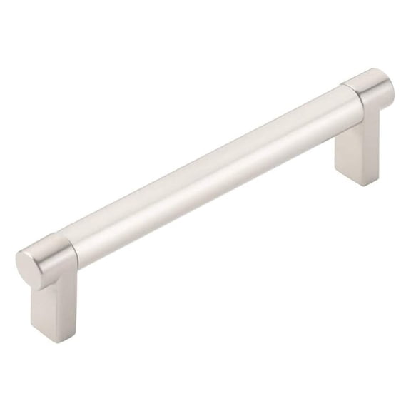 Emtek Cabinet Pulls 5 Inch Center - Modern Stainless Steel Handles - Kitchen Drawer Pulls - US15 Stem - Solid Construction - Recessed Mounting - 84054.RECUS15.SMUS15