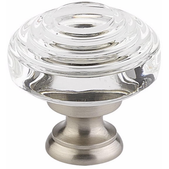 Emtek 86563 Deco Glass 1-1/4" Mushroom Cabinet Knob - Nickel