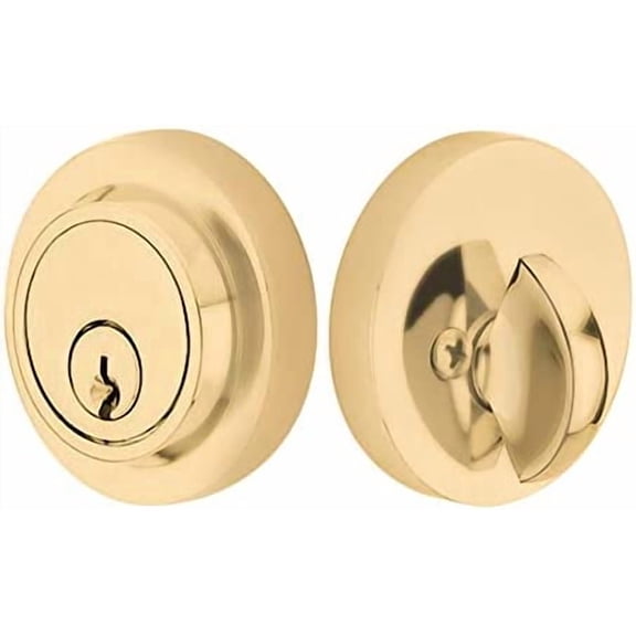 Emtek Deadbolt Single Cylinder Solid Brass Round Modern Style Deadbolt, C-Keyway, Model: 8467, Color: Satin Brass US4