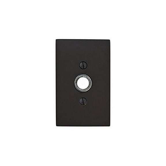 Emtek Door Bell Button With Modern Rectangular Rosette (Polished Chrome)