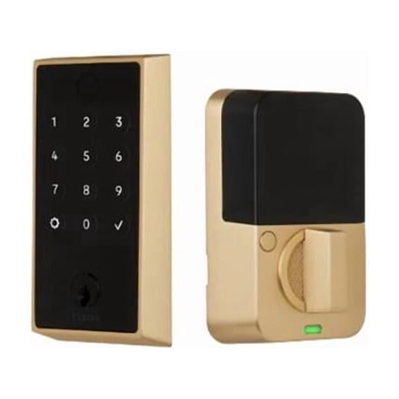 Emtek EMP22221US4 Empowered 2 Touch Keyed Deadbolt with Bluetooth for 1.75 in. to 2 in. Door, Satin Brass