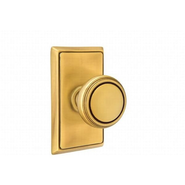 French Antique Brass Round Corner Knob with Rectangular Rose