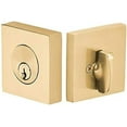 Emtek Hardware Deadbolt, Single Cylinder, Square, Solid Brass, Modern