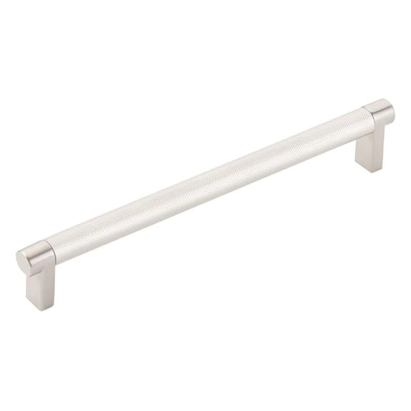 Emtek Knurled Cabinet Pull 8 Inch - US15 Stem - Solid Brass Hardware - Kitchen & Bathroom Cabinet Handles - Recessed Mounting - Modern Door Pulls