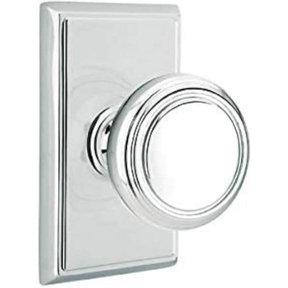 Emtek Passage Set, Rectangular Rosette, Norwich Knob, Polished Chrome US26