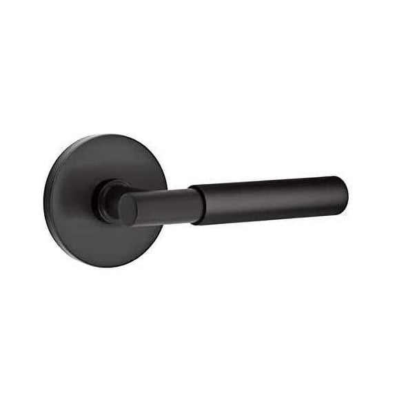 Emtek Privacy Set, Disk Rosette, Myles Lever, Left Hand, Polished Nickel