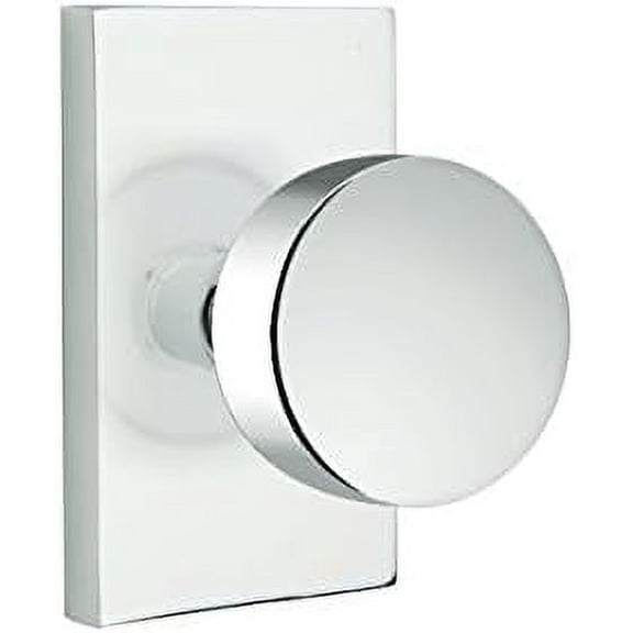 Emtek Privacy Set, Modern Rectangle Rosette, Modern Round Knob, Polished Chrome