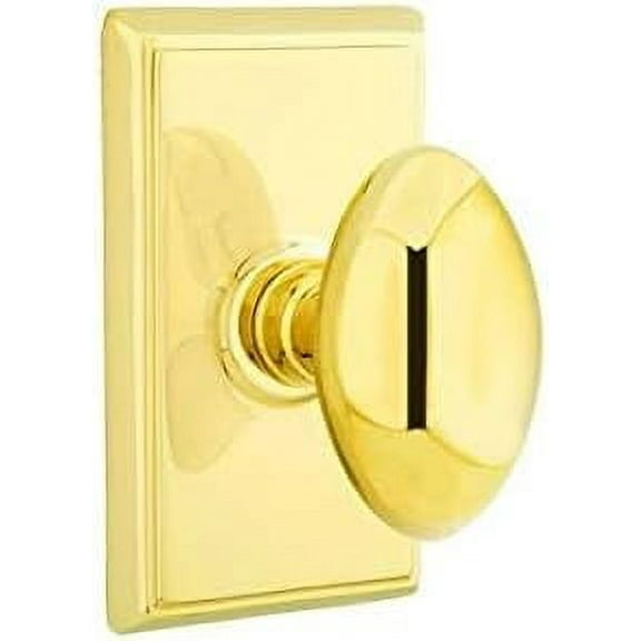 Emtek Privacy Set, Rectangular Rosette, Egg Knob (Unlacquered Brass)