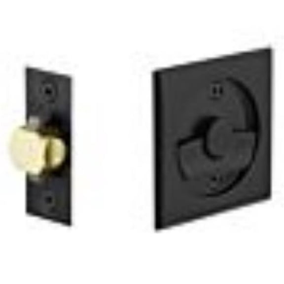 Emtek 2135US19 Square Pocket Door Tubular Lock with Privacy Strike Plate & Dust Box - Flat Black Finish