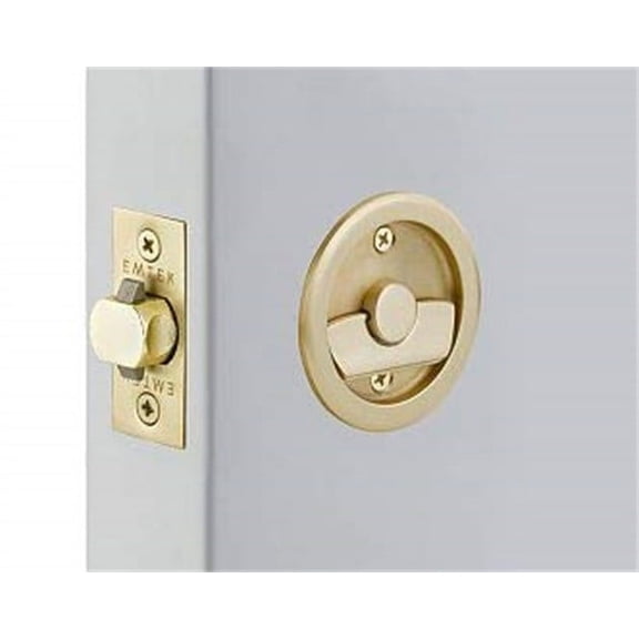 Emtek Tubular Pocket Door Round Privacy, Satin Brass US4