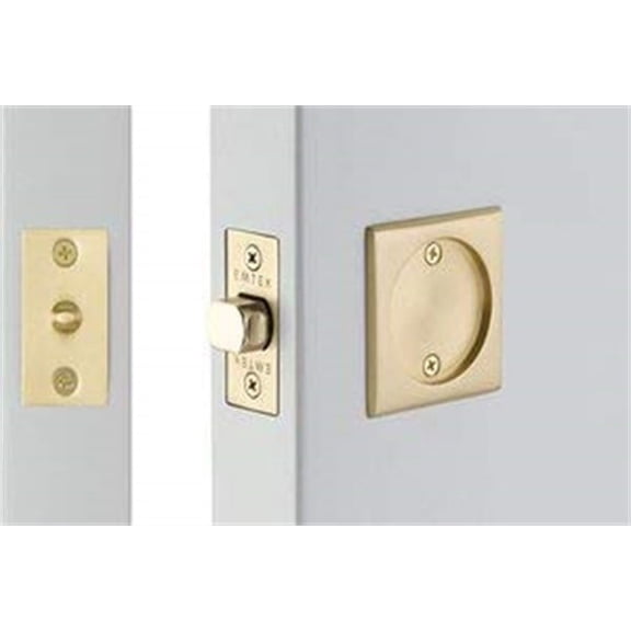 Emtek Tubular Pocket Door Square Passage, Flat Black US19