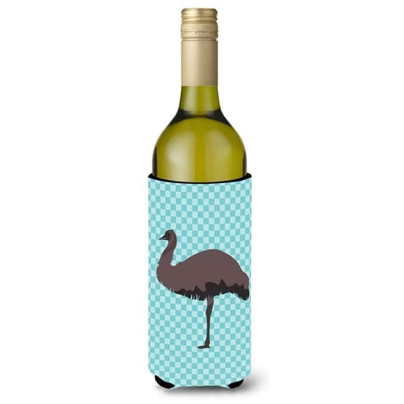 Emu Blue Check Wine Bottle Beverge Insulator Hugger - Blue - Wine Bottle