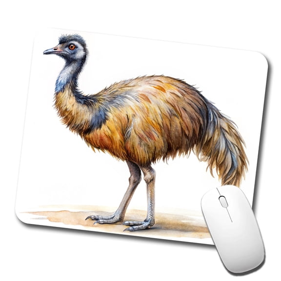 Emu Standing Watercolor Mouse Pad Low Profile Gaming Mat