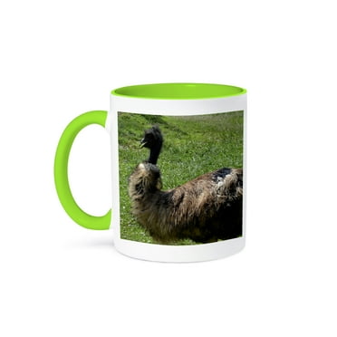 3dRose, Emu Walking with Pride, 11oz Two-Tone Green Mug