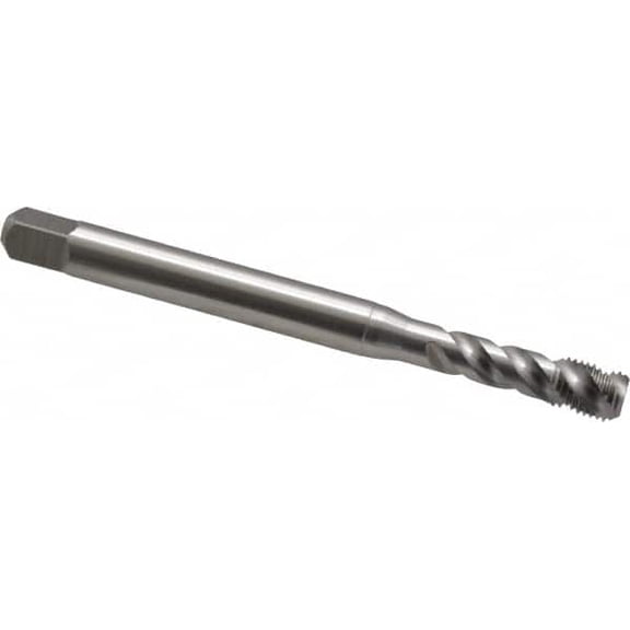 Emuge 1/4-28 UNF, 3 Flute, 45 Helix, Bottoming Chamfer, Bright Finish, Cobalt Spiral Flute STI Tap
