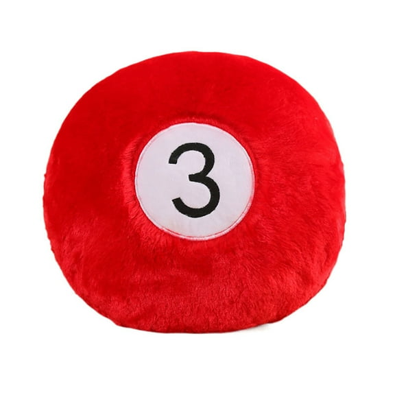 Emulation Red Billiards 3 Ball Stuffed Pillow, Soft Round Sleeping Cushion for Home Bed Sofa Couch Decor (13.7 Inch)
