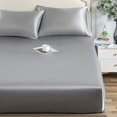 Emulation Silk King Queen Fitted Sheet Luxury Twin Full Satin Bed