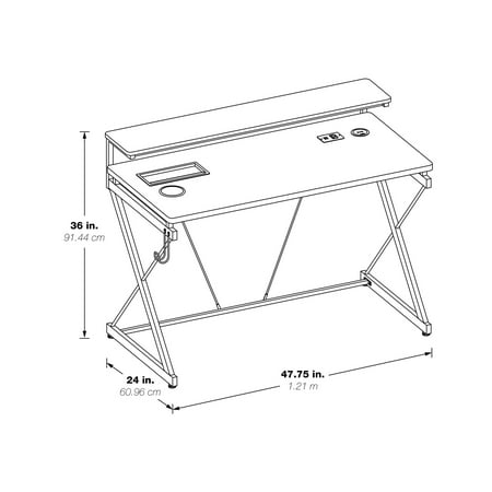 OSP Home Furnishings - Emulator Gaming Desk - White/ Carbon