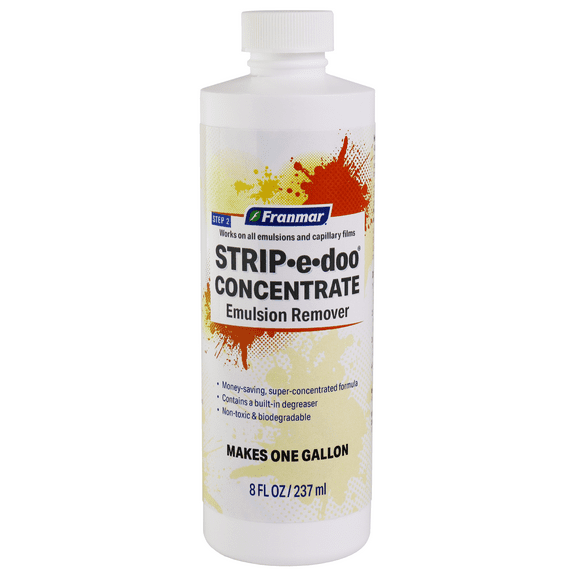 Emulsion Remover for Screen Printing - Franmar Strip-e-doo Concentrate 1:19 (4oz) - Silk Screen Stencil Remover - Screen Reclaiming - Screen Printing Degreaser