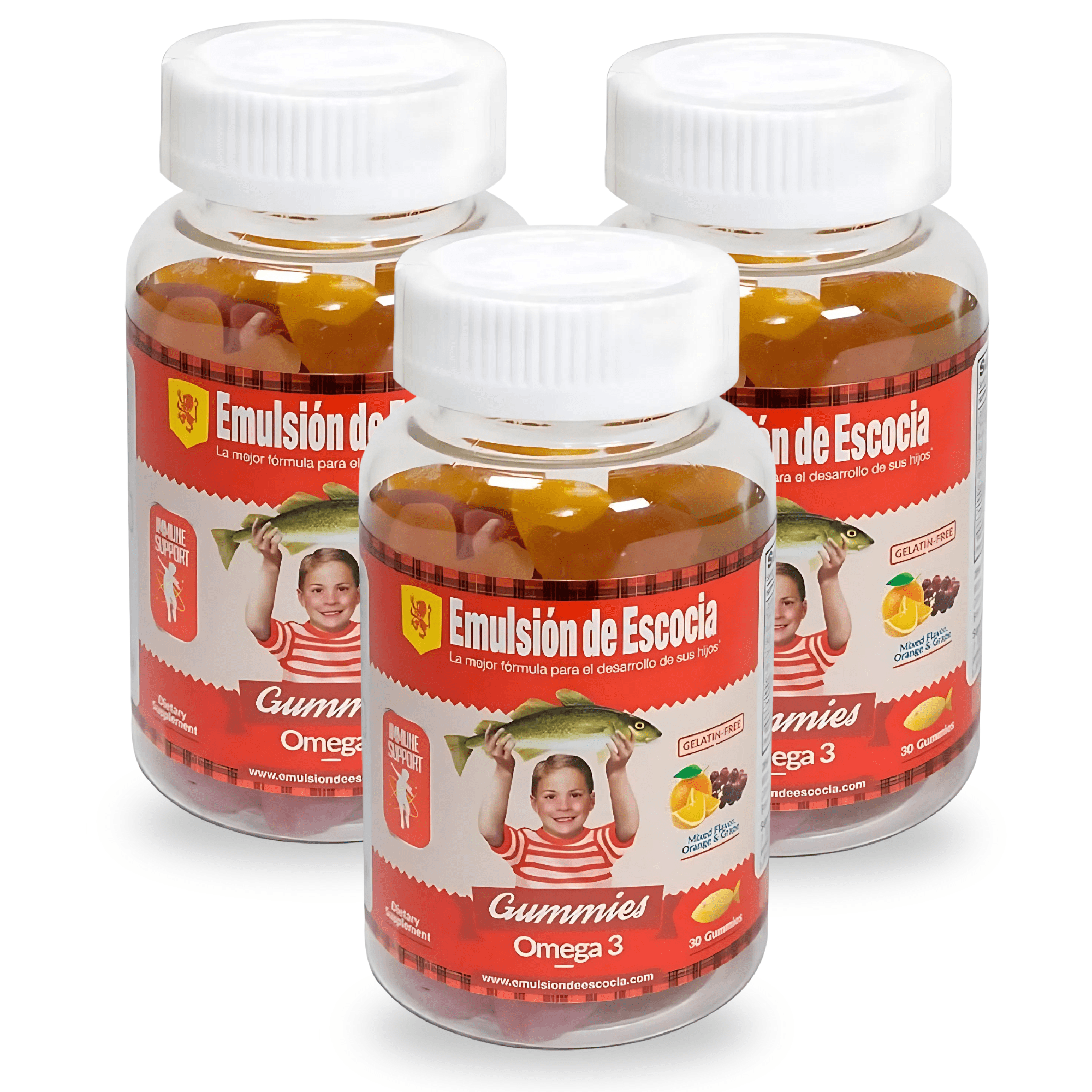 Emulsion de Escocia Kids Omega 3 Gummies, 30 Ct – Fruit Flavor (3-Pack)