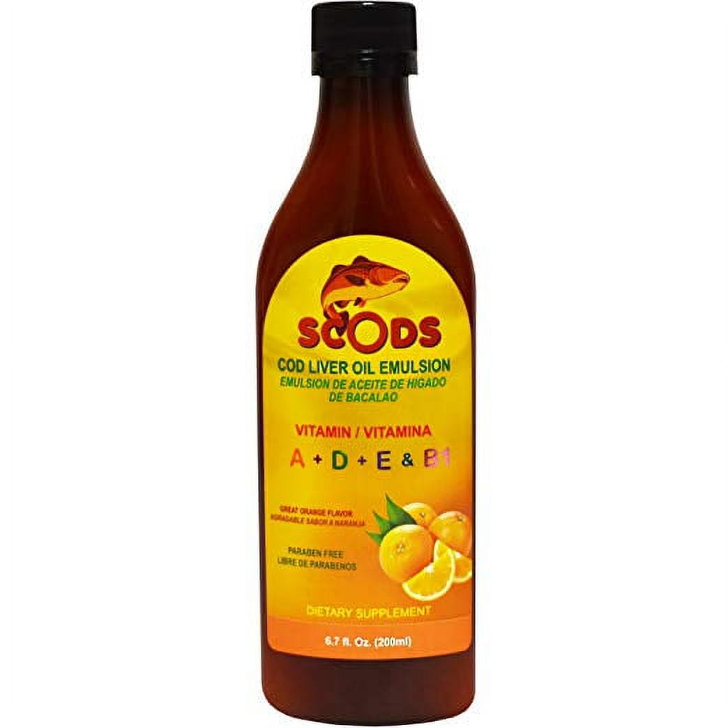 Emulsion de Scods Naranja Cod Liver Oil Emulsion Orange 200ml Vitamin A + D + E & B1