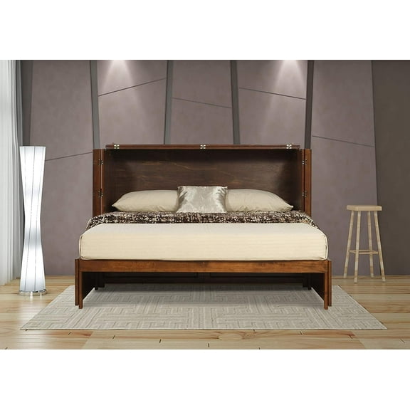 Emurphybed Paradiseo Queen Murphy Cabinet Bed with Charging Station (Tobacco Finish)
