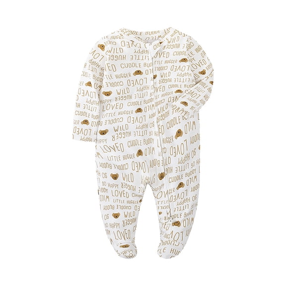 Emy Dola 0-12M Baby Girl's Zipper One-Piece Footies 100% Cotton Newborn Bodysuit Infant Long Sleeve Fall Spring Coming Home Jumpsuit