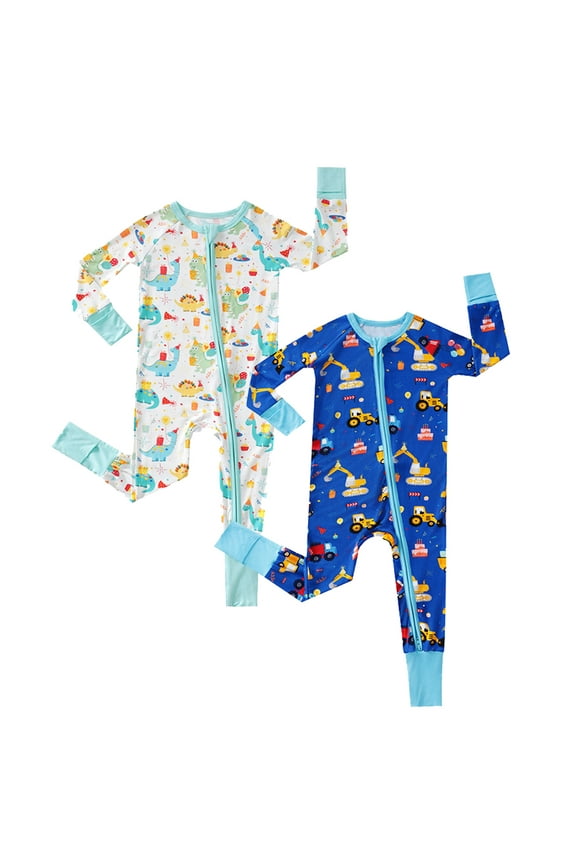 0-24M Newborn Baby Zipper Footless Pajamas Bamboo Long Sleeve Footed Sleepers Baby Boy Girls Sleep 'N Play One-piece Jumpsuit