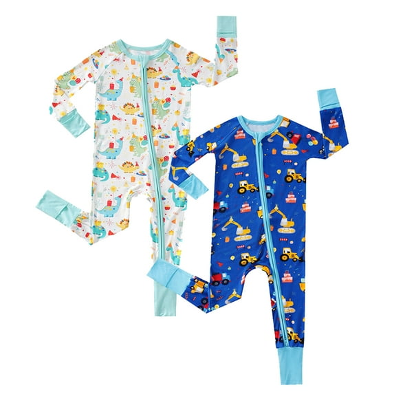 Emy Dola 0-24M Newborn Baby Zipper Footless Pajamas Bamboo Long Sleeve Footed Sleepers Baby Boy Girls Sleep 'N Play One-piece Jumpsuit