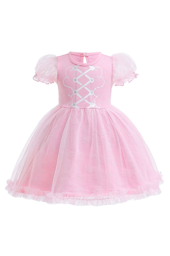 1-6 Years Girls Princess Tutu Dress Toddler Girl Fairy Tulle Dress Puff Sleeve Party Dress Up Cosplay Costume