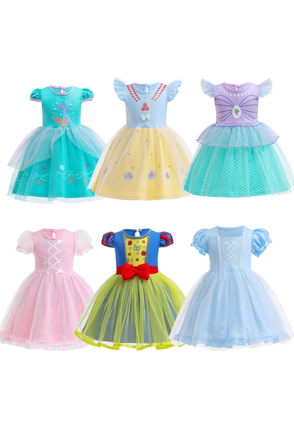1-6 Years Girls Princess Tutu Dress Toddler Girl Fairy Tulle Dress Puff Sleeve Party Dress Up Cosplay Costume