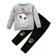 thumbnail image 1 of Emy Dola 1-6 Years Toddler Baby Girl Clothes Fall Winter Outfit Little Girls Leopard Cat Sweatshirts Pants Set Baby Sweatsuit Clothing, 1 of 7