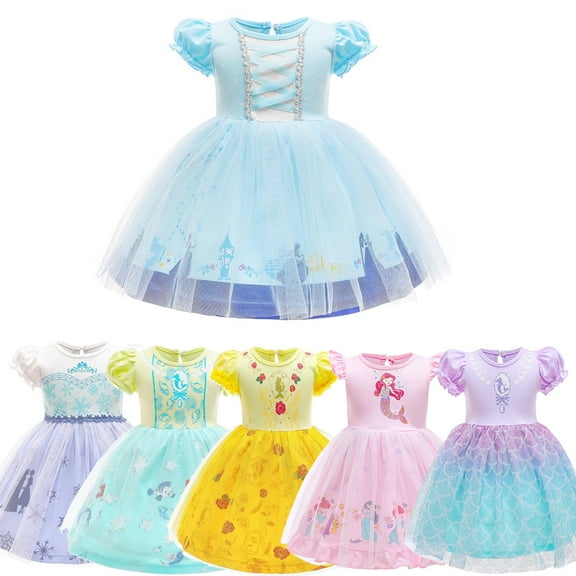 Emy Dola 1-6T Toddler Girls Puff Sleeve Fairy Tutu Dress Kids Princess Fancy Party Cosplay Costume Dress Up Skirt