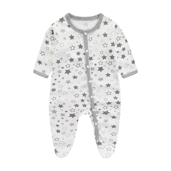 Emy Dola 100% Cotton Baby Boys Snap Up Footed Onesie Infant Newborn Long Sleeve Snug Fit One-piece Coming Home Outfits