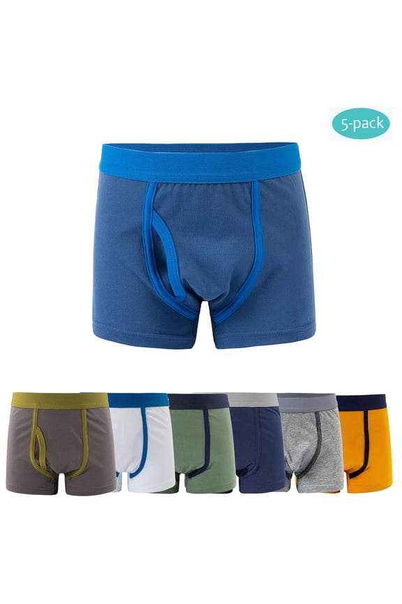 2-12T Kid Boys Solid Color Boxer Briefs Little Boys Cotton Underwear Panties Big Boy's Boyshort,5-Packs Random Color