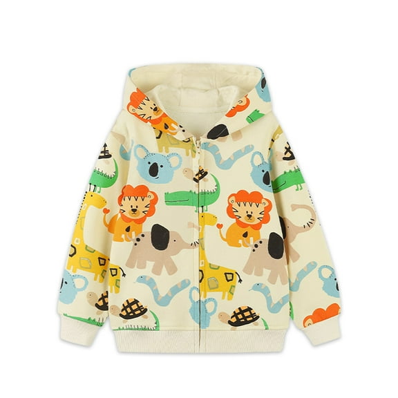 Emy Dola 2-7 Years Boys Casual Zipper Hoodie Jacket Toddler Boy's Dinosaur Truck Prints Long Sleeve Sweatshirt Tops Kids Fall Winter Coats