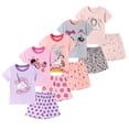thumbnail image 1 of Emy Dola 2-7T Kid Girls Short Sleeve Graphic Print T-Shirt and Short Sets Tollder Casual 2-Pieces Summer Outifs, 1 of 8