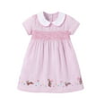 thumbnail image 1 of Emy Dola 2-7T Little Girls Lapel Collar Cotton Dress Short Sleeve Foral Bunny Applique A-line Summer Dresses, 1 of 8