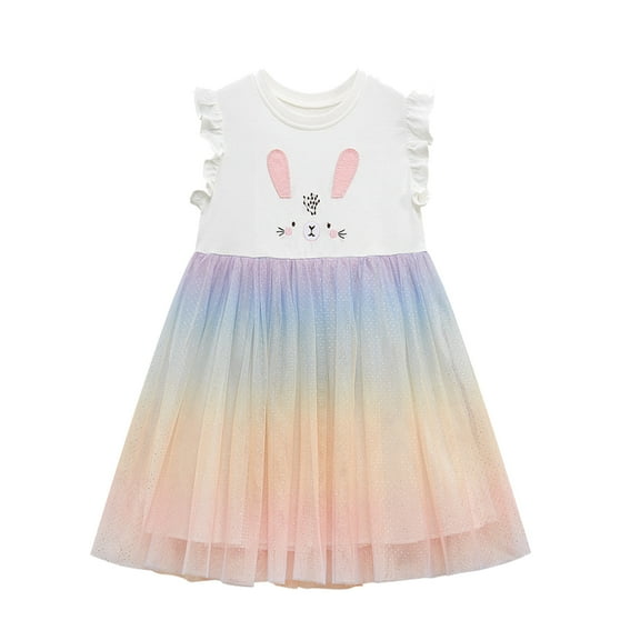 Emy Dola 2-7T Little Girls Ruffle Sleeve Tutu Dress Cat Print Fluffy Tiered Tulle Dress for Wedding Birthday Party