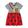 thumbnail image 1 of Emy Dola 2-7T Toddler Girls Cotton Dress Short Sleeve Cartoon Graphic A-Line Dresses for Little Kids - 1Pcs Bees, 1 of 6