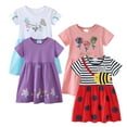 thumbnail image 1 of Emy Dola 2-7T Toddler Girls Cotton Dress Short Sleeve Cartoon Graphic A-Line Dresses for Little Kids - 1Pcs Butterfly, 1 of 7