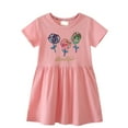thumbnail image 1 of Emy Dola 2-7T Toddler Girls Cotton Dress Short Sleeve Cartoon Graphic A-Line Dresses for Little Kids - 1Pcs Floral, 1 of 6
