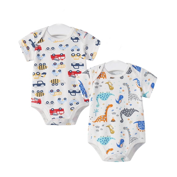 Emy Dola 2-Pack 100% Cotton Baby Girl Boy Onesies,0-24 Months Short Sleeve Toddler Bodysuit Rompers Infant Spring Summer Clothes