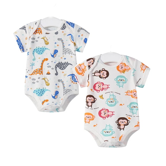 Emy Dola 2-Pack 100% Cotton Baby Girl Boy Onesies,0-24 Months Short Sleeve Toddler Bodysuit Rompers Infant Spring Summer Clothes